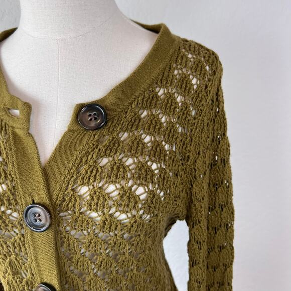 Vintage Y2K Old Navy Crochet Button Up Cardigan Sweater size M Fairy Grunge - Picture 3 of 8